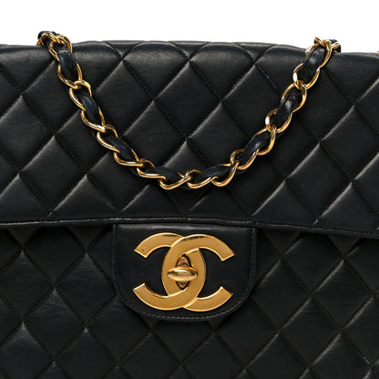 Chanel Lambskin Quilted XL Jumbo Single Flap Black 10 of 12