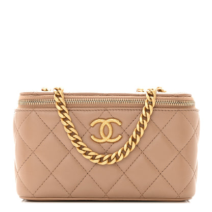 Chanel Lambskin Quilted Pearl Crush Small Vanity Case With Chain Beige 1 of 11