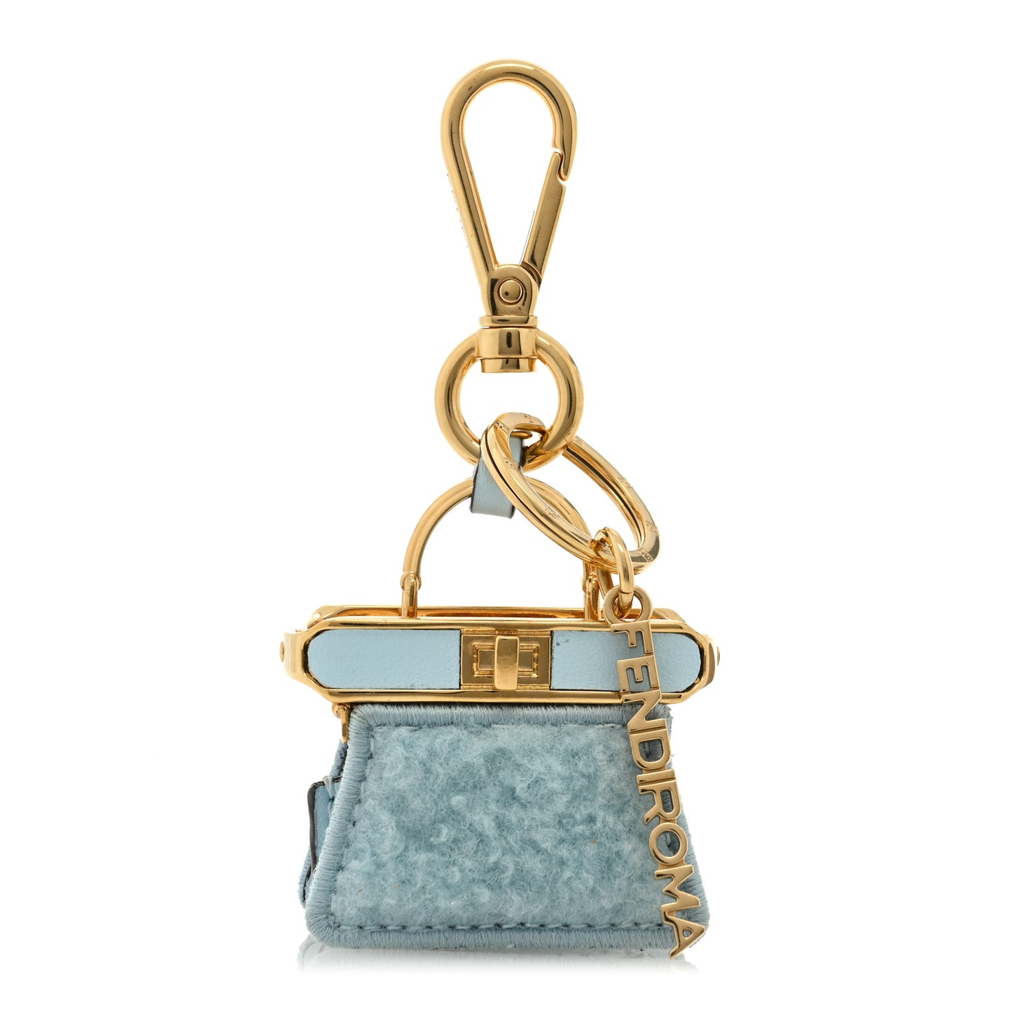 Sheepskin Fendiroma Peekaboo Key Case Powder Sugar
