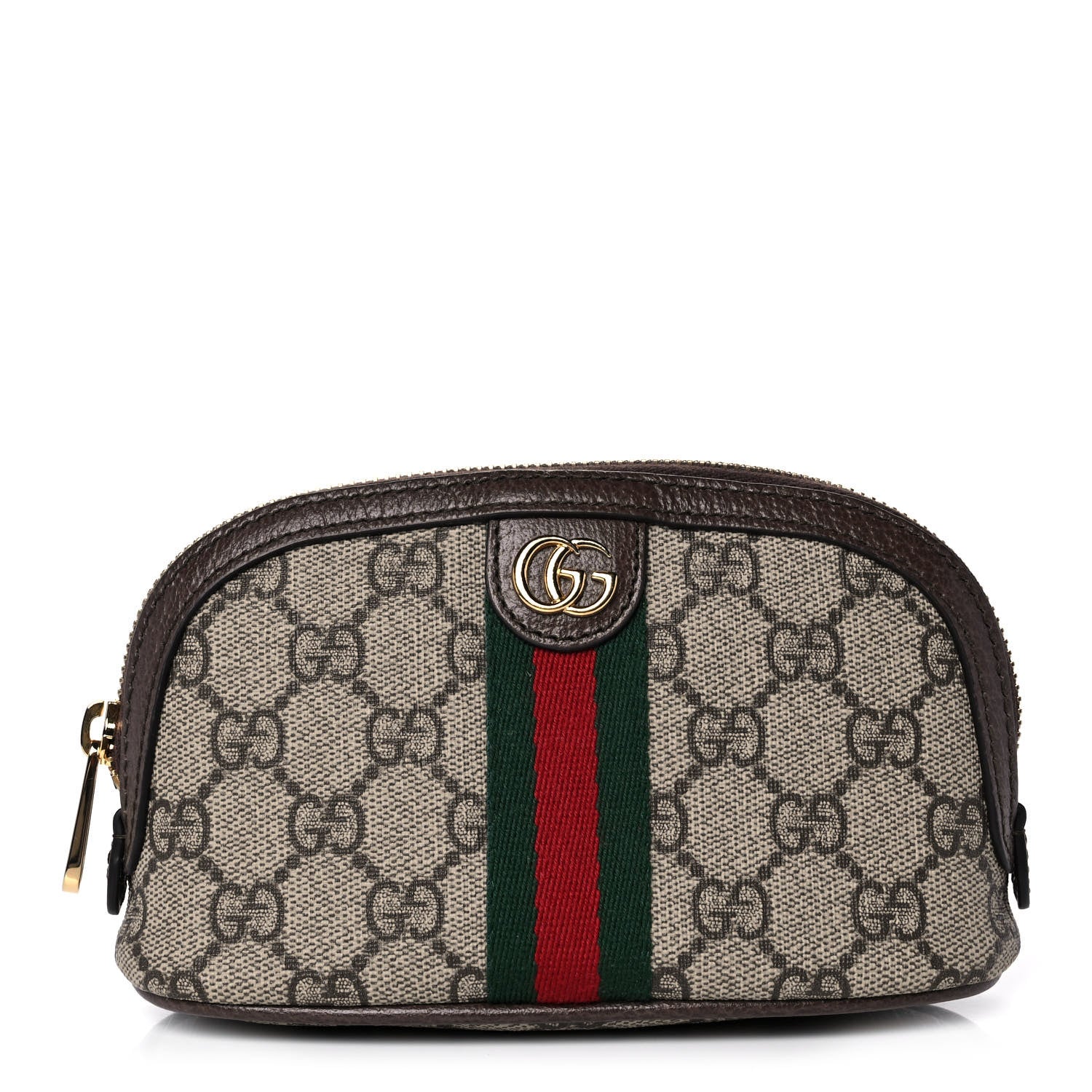 Gucci GG Supreme Monogram Textured Calfskin Web Medium Ophidia Cosmetic Case Beige Ebony New Acero 1 of 9
