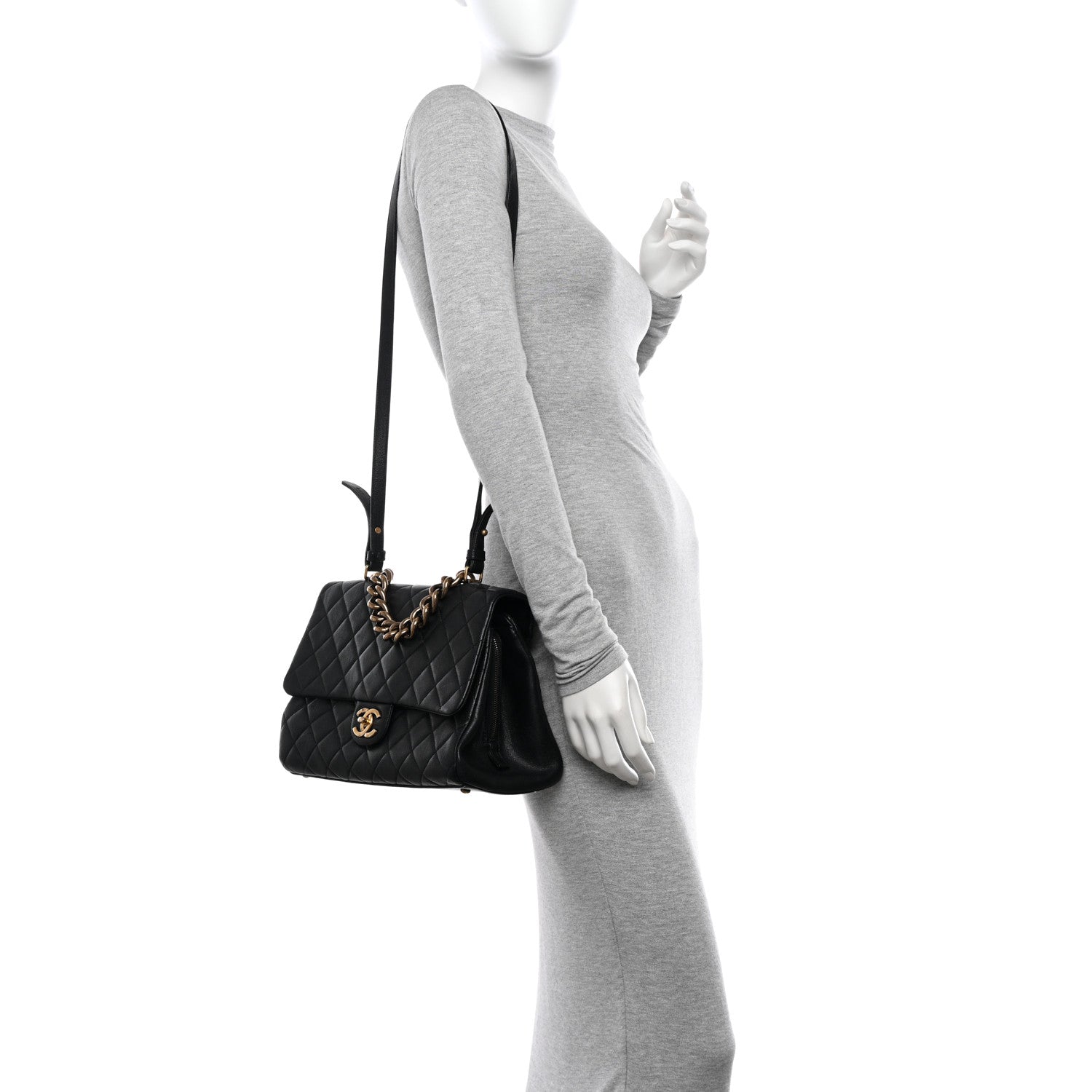 Chanel Shiny Sheepskin Quilted Large Trapezio Flap Black 2 of 20