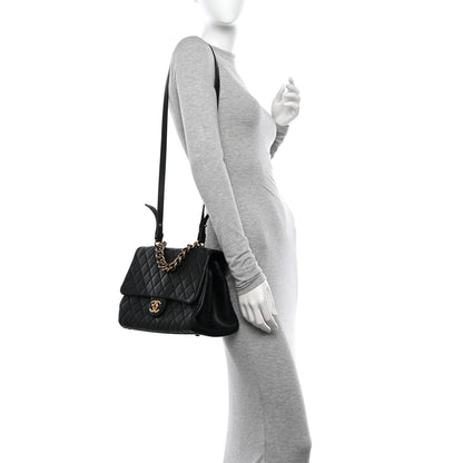 Chanel Shiny Sheepskin Quilted Large Trapezio Flap Black 2 of 20