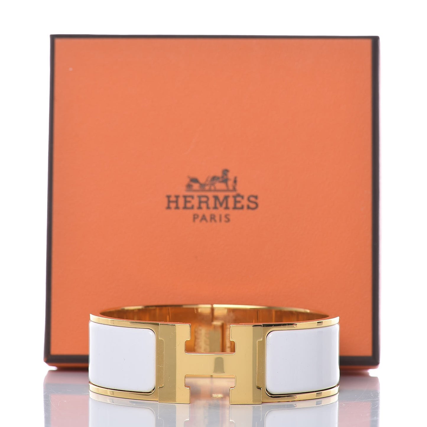 Enamel Wide Clic Clac H Bracelet GM White