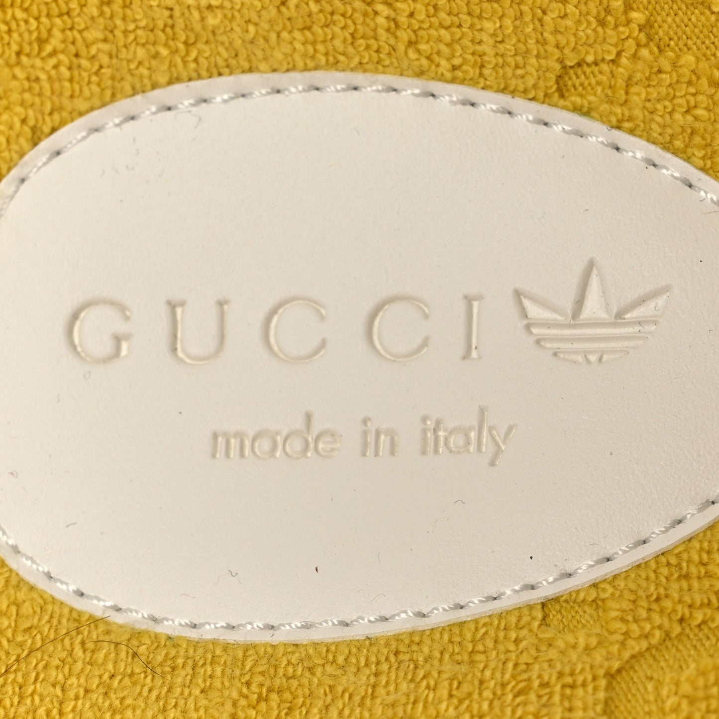 X ADIDAS Terry Cloth Trefoil GG Monogram Womens Platform Sandals 37 Smile Yellow Off White