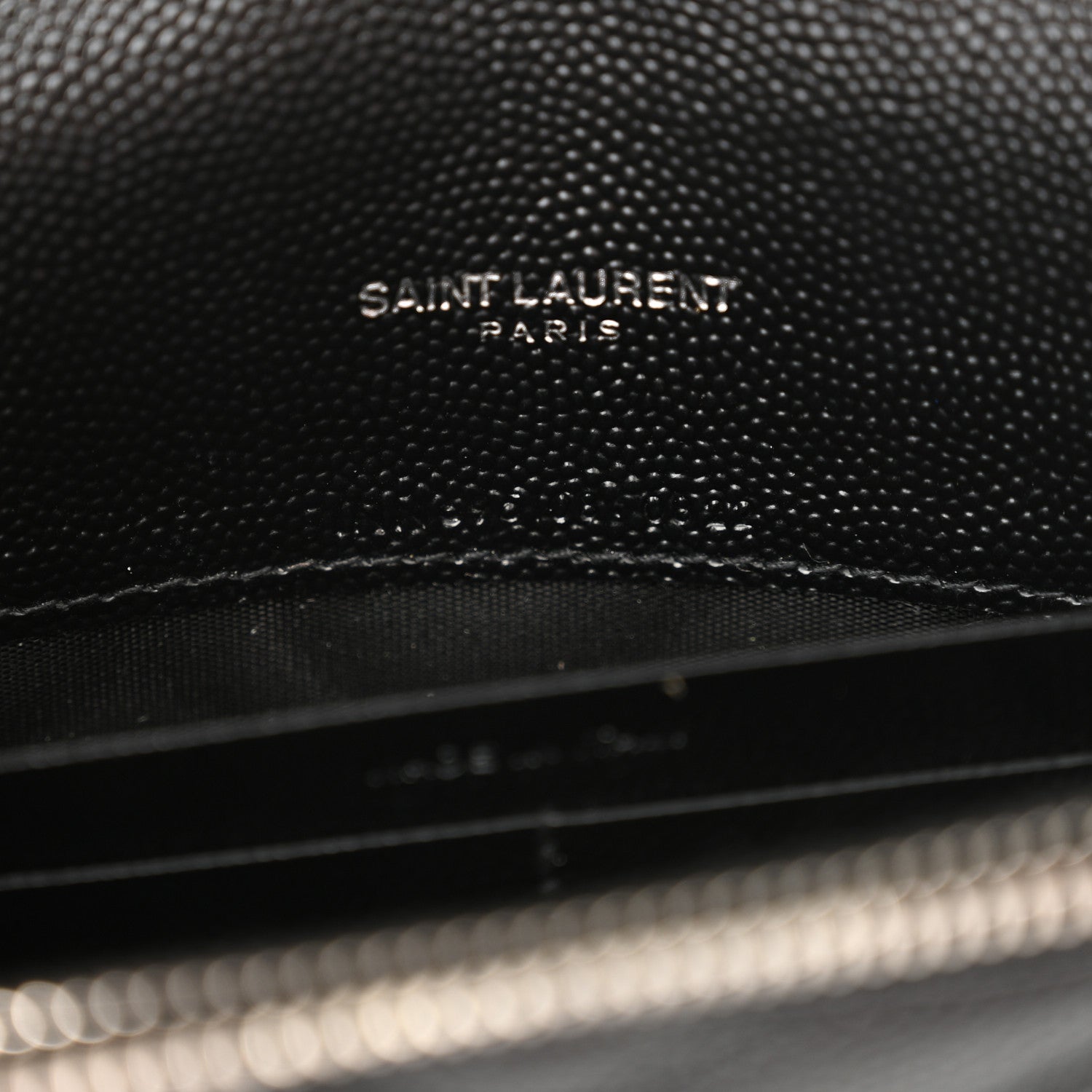 Saint Laurent Grain De Poudre Matelasse Chevron Monogram Envelope Chain Wallet Black 7 of 13