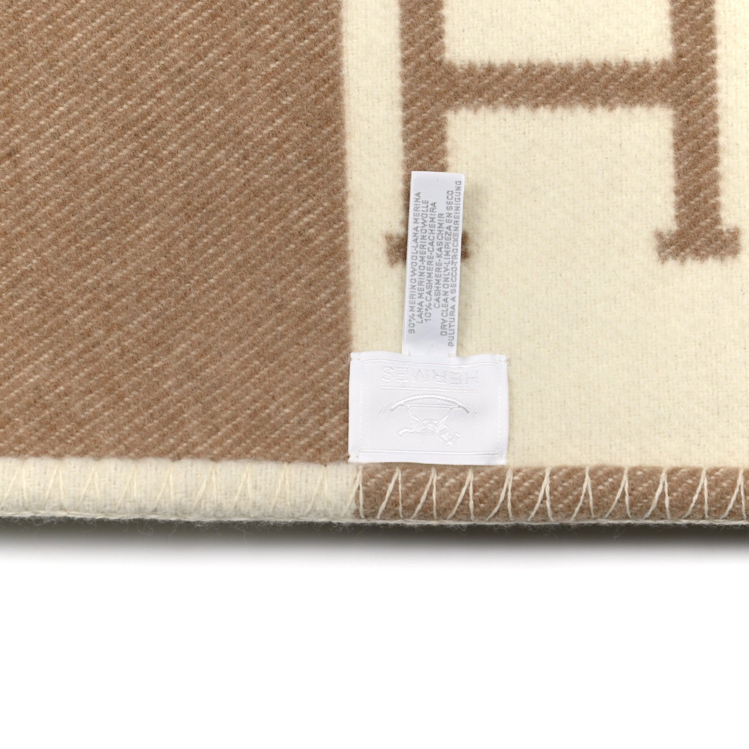 Hermes Wool Cashmere Avalon Baby Blanket Noisette Moyen White 3 of 3