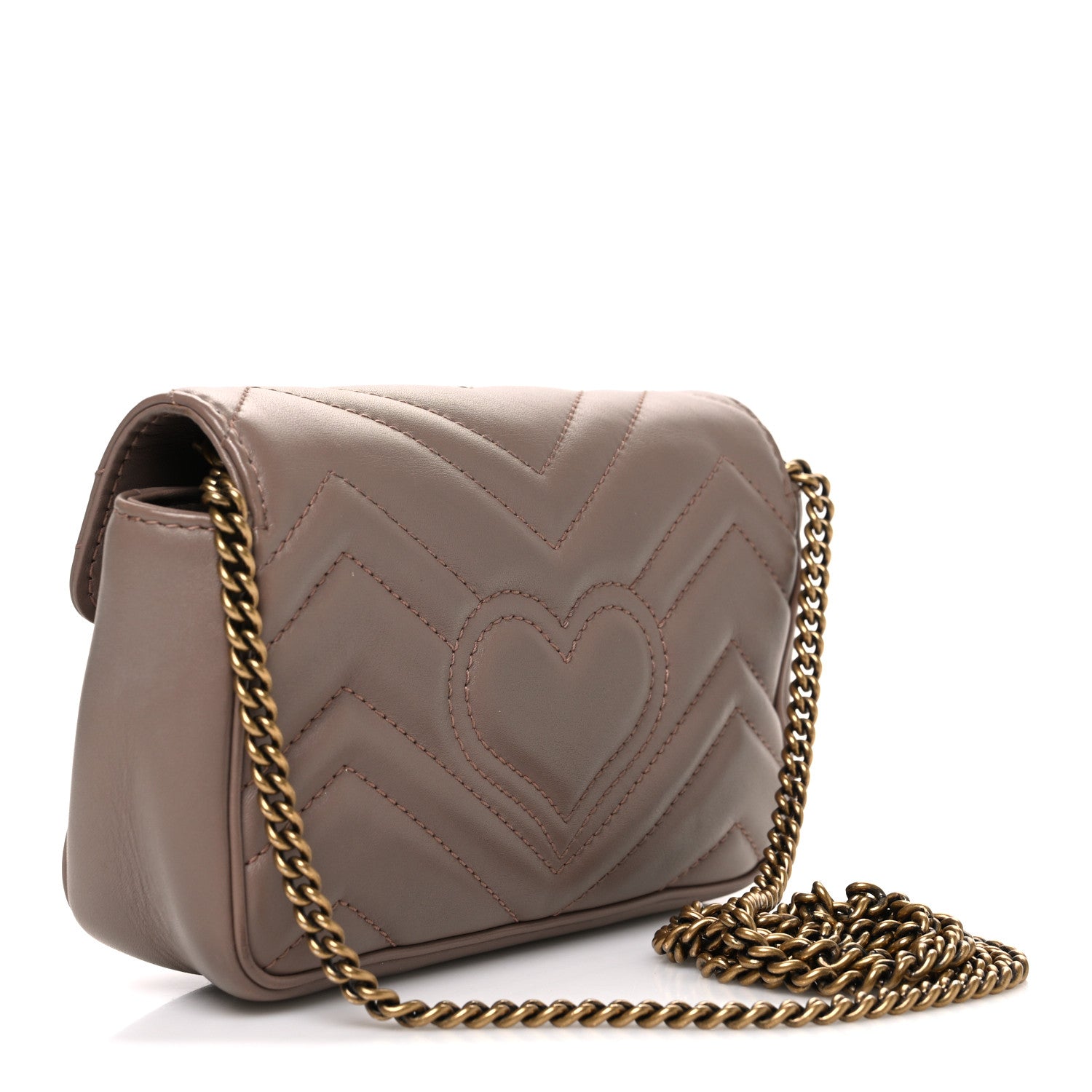 Gucci Calfskin Matelasse Super Mini GG Marmont Shoulder Bag Porcelain Rose 3 of 10