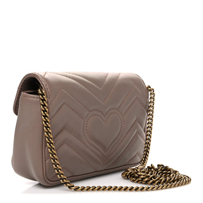 Gucci Calfskin Matelasse Super Mini GG Marmont Shoulder Bag Porcelain Rose 3 of 10