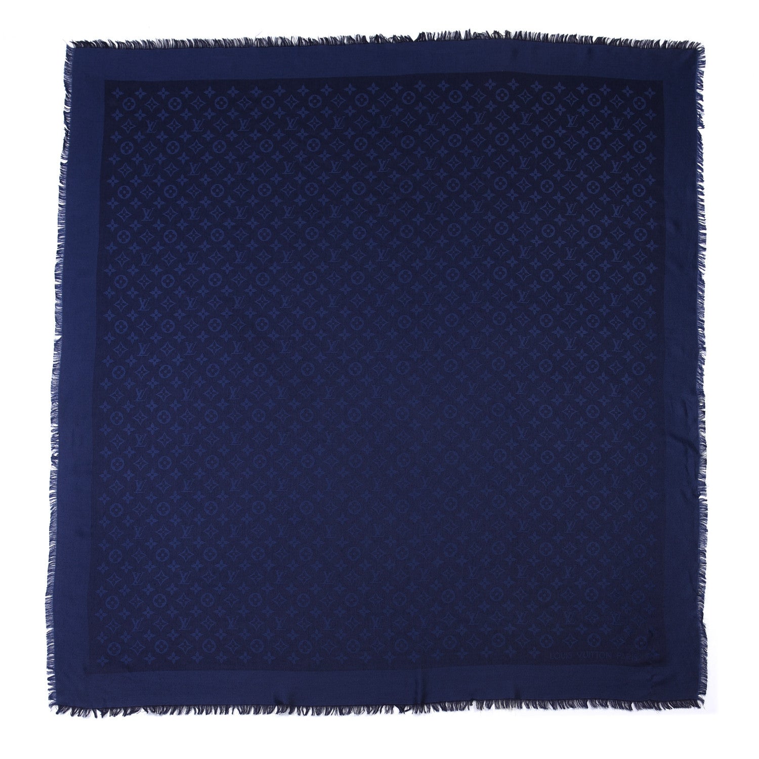 Louis Vuitton Silk Wool Monogram Shawl Night Blue 1 of 4