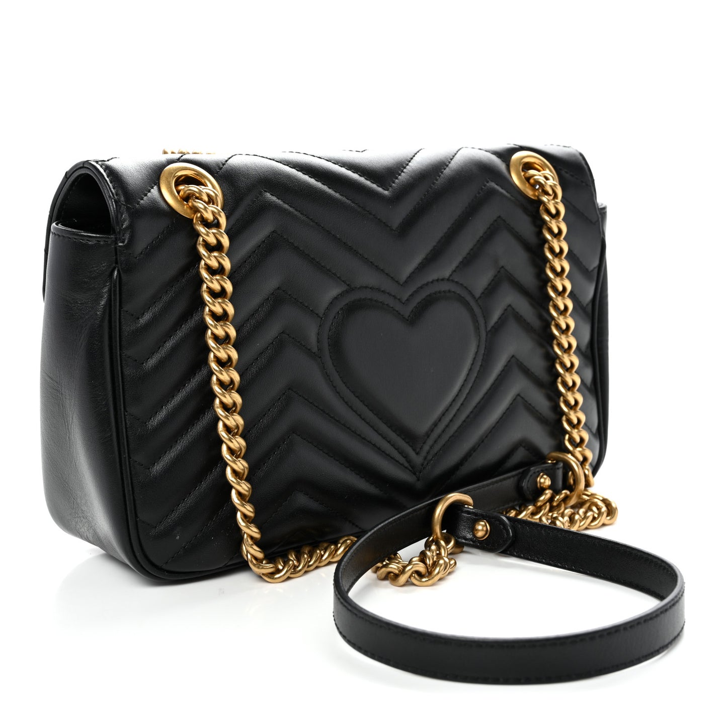 Calfskin Matelasse Small GG Marmont Shoulder Bag Black