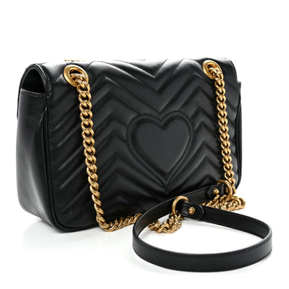 Gucci Calfskin Matelasse Small GG Marmont Shoulder Bag Black 3 of 11