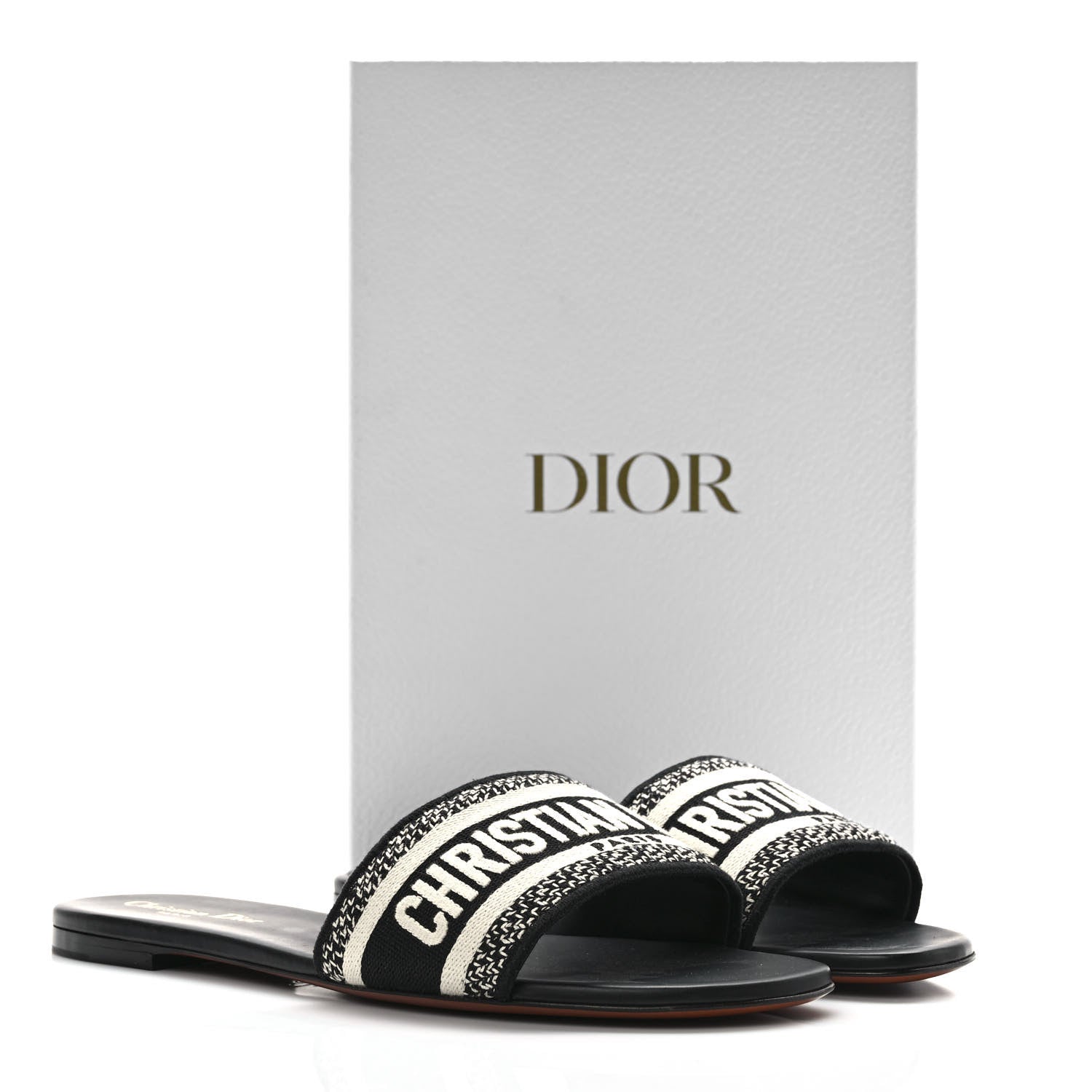 Christian Dior Canvas Embroidered Dway Mules Slide Sandals 41 Black 9 of 9
