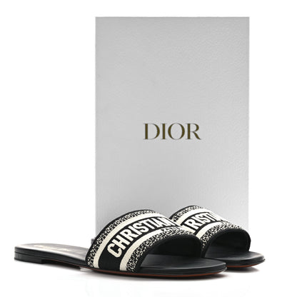 Christian Dior Canvas Embroidered Dway Mules Slide Sandals 41 Black 9 of 9