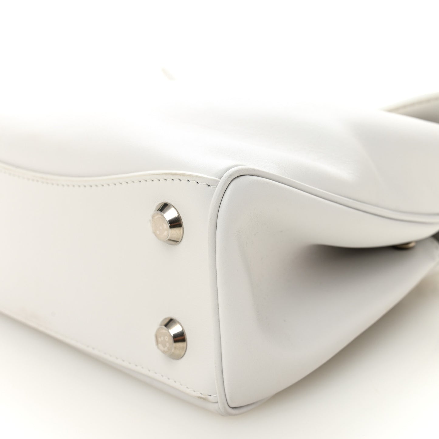 Natural Smooth Calfskin Mini Rodeo Top Handle Handbag Optic White