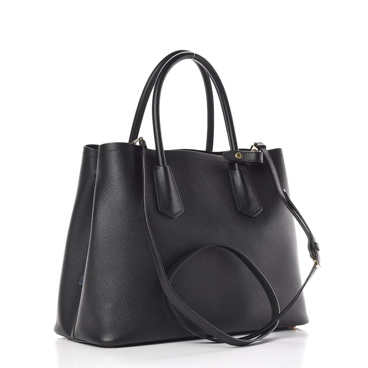 Saffiano Cuir Medium Double Bag Black