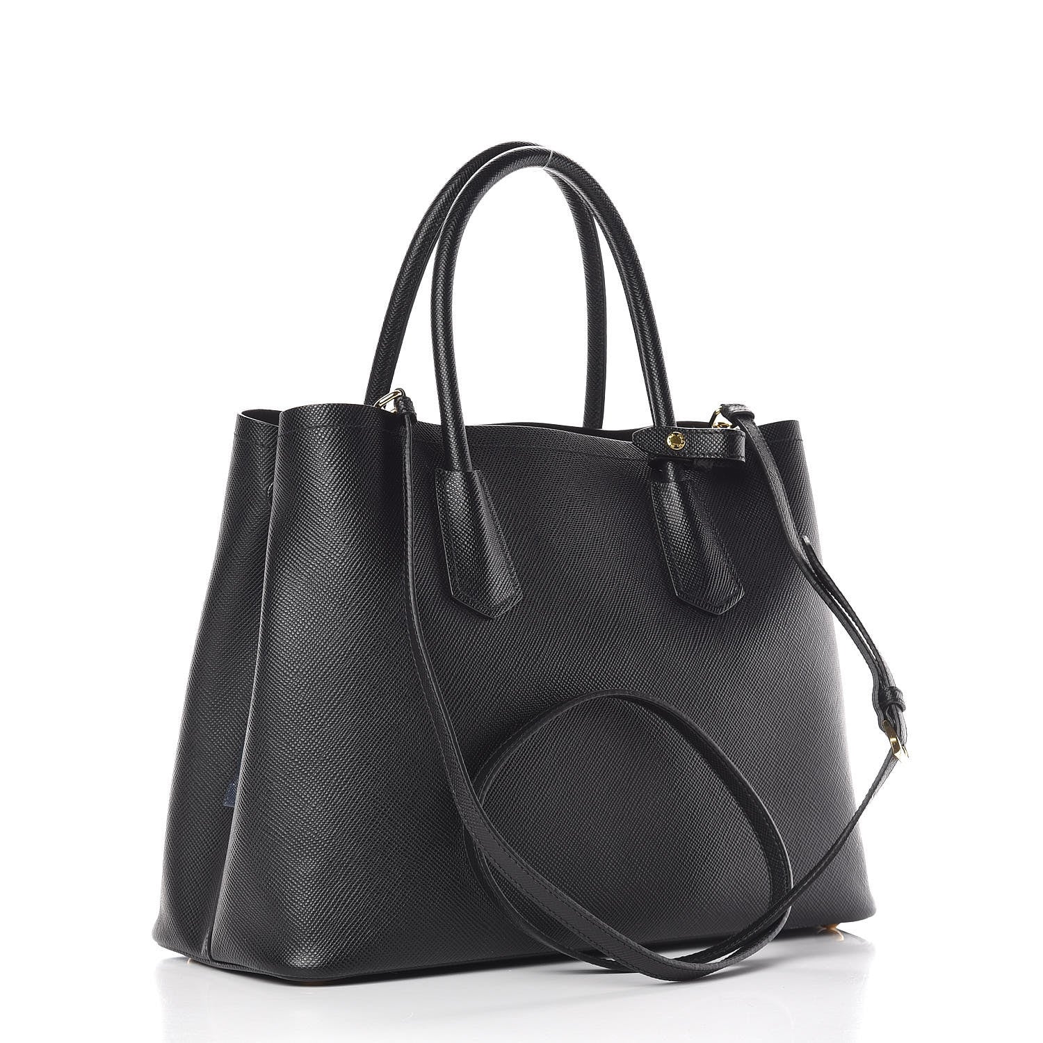 Prada Saffiano Cuir Medium Double Bag Black 3 of 18