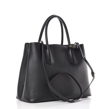 Prada Saffiano Cuir Medium Double Bag Black 3 of 18
