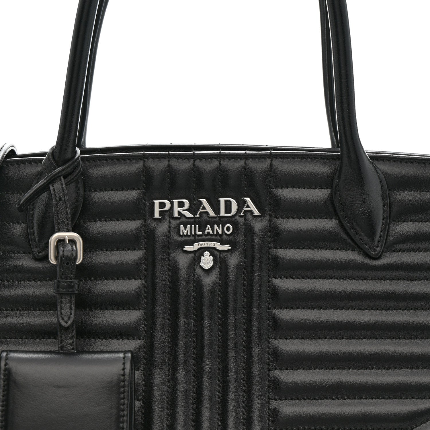 Prada Soft Calfskin Impunture Diagramme Tote Black 8 of 10