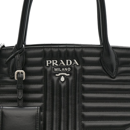 Prada Soft Calfskin Impunture Diagramme Tote Black 8 of 10
