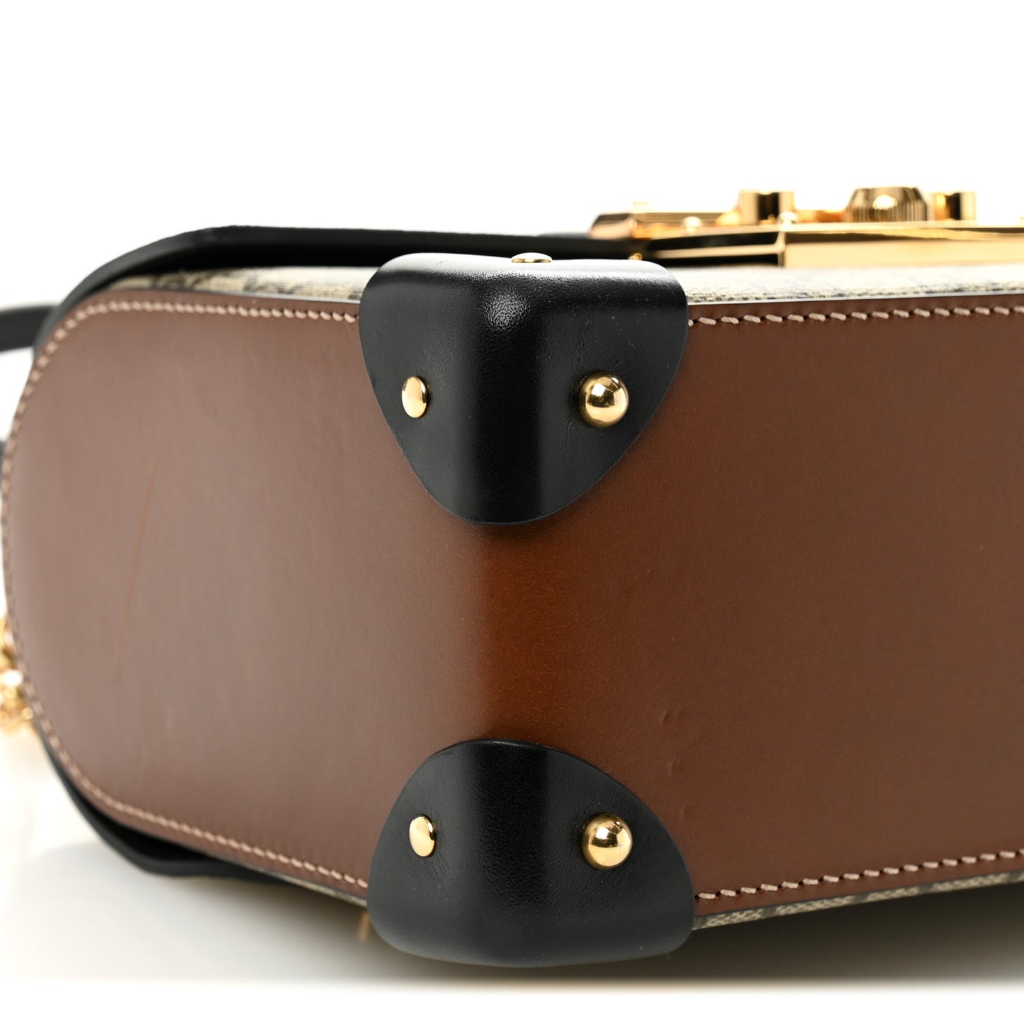 GG Supreme Monogram Small Padlock Bamboo Shoulder Bag Beige Black Cuir