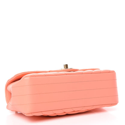 Chanel Lambskin Chevron Quilted Mini Rectangular Flap Coral 4 of 10