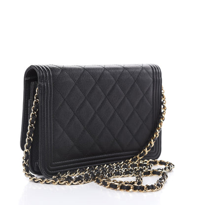 Chanel Caviar Quilted Boy Wallet On Chain WOC Black 3 of 16