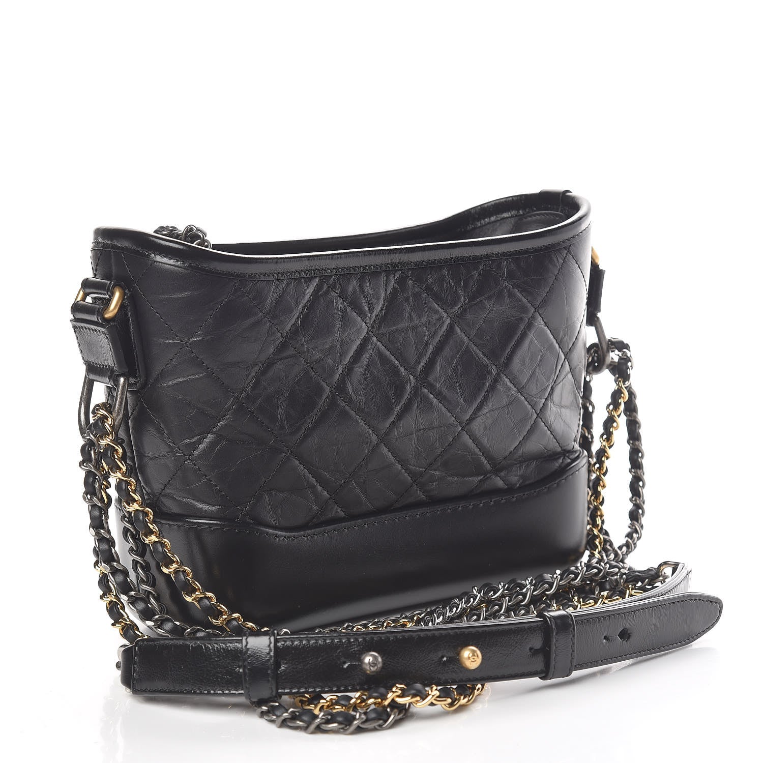 Chanel Aged Calfskin Quilted Small Gabrielle Hobo Black 3 of 11
