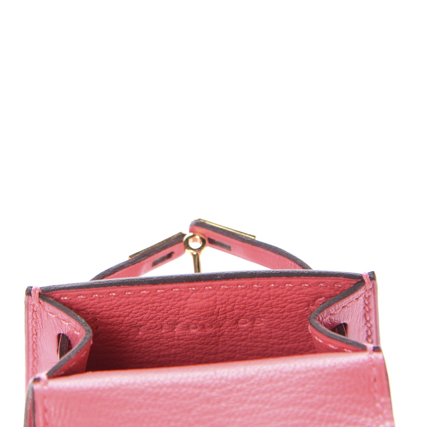 Hermes Tadelakt Mini Kelly Twilly Bag Charm Rose Lipstick 5 of 6