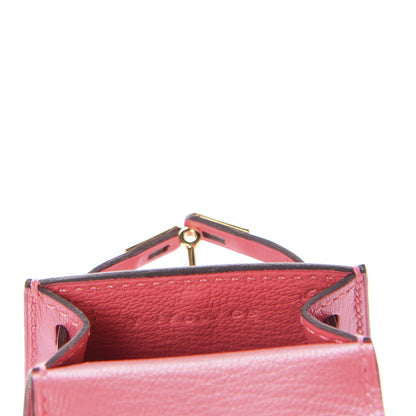 Hermes Tadelakt Mini Kelly Twilly Bag Charm Rose Lipstick 5 of 6