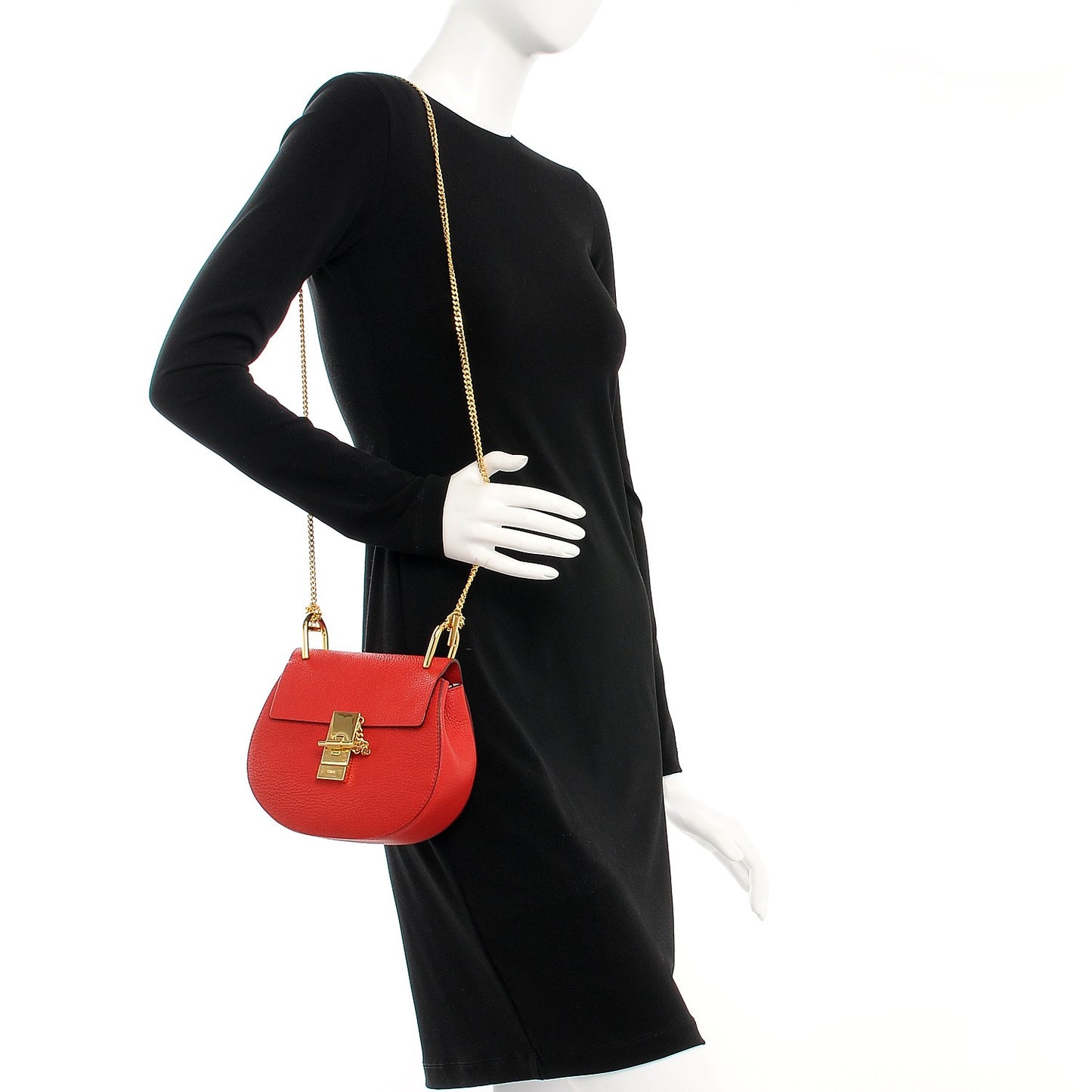 Grained Lambskin Mini Drew Shoulder Bag Plaid Red