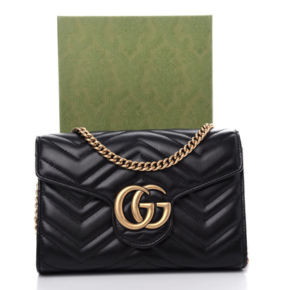 Gucci Calfskin Matelasse GG Marmont Chain Wallet Black 11 of 11
