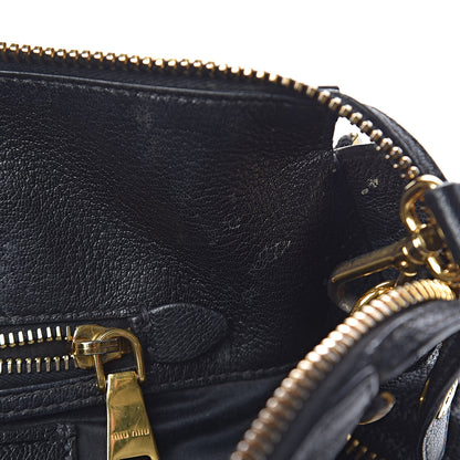 Miu Miu Goatskin Madras Zip Tote Black 12 of 22