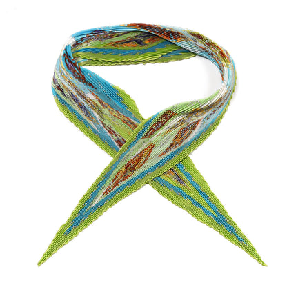Hermes Silk Plisse La Mecanique Des Idees Scarf 90 Vert Anis Turquoise Turquoise Claire 2 of 8