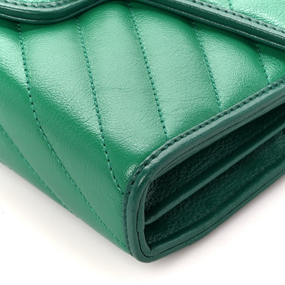 Gucci Azalea Calfskin Enamel Matelasse Diagonal Torchon GG Marmont Chain Wallet New Shamrock Emerald 10 of 11