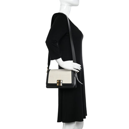 Givenchy Cotton Canvas Calfskin Medium 4G Crossbody Black Beige 2 of 11