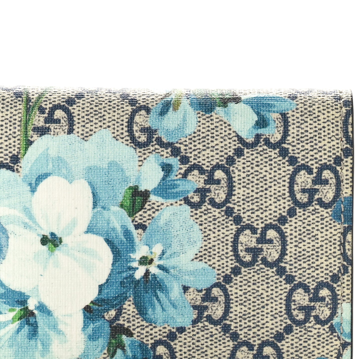 GG Supreme Monogram Blooms Card Case Wallet Beige Blue Navy Hibiscus Red