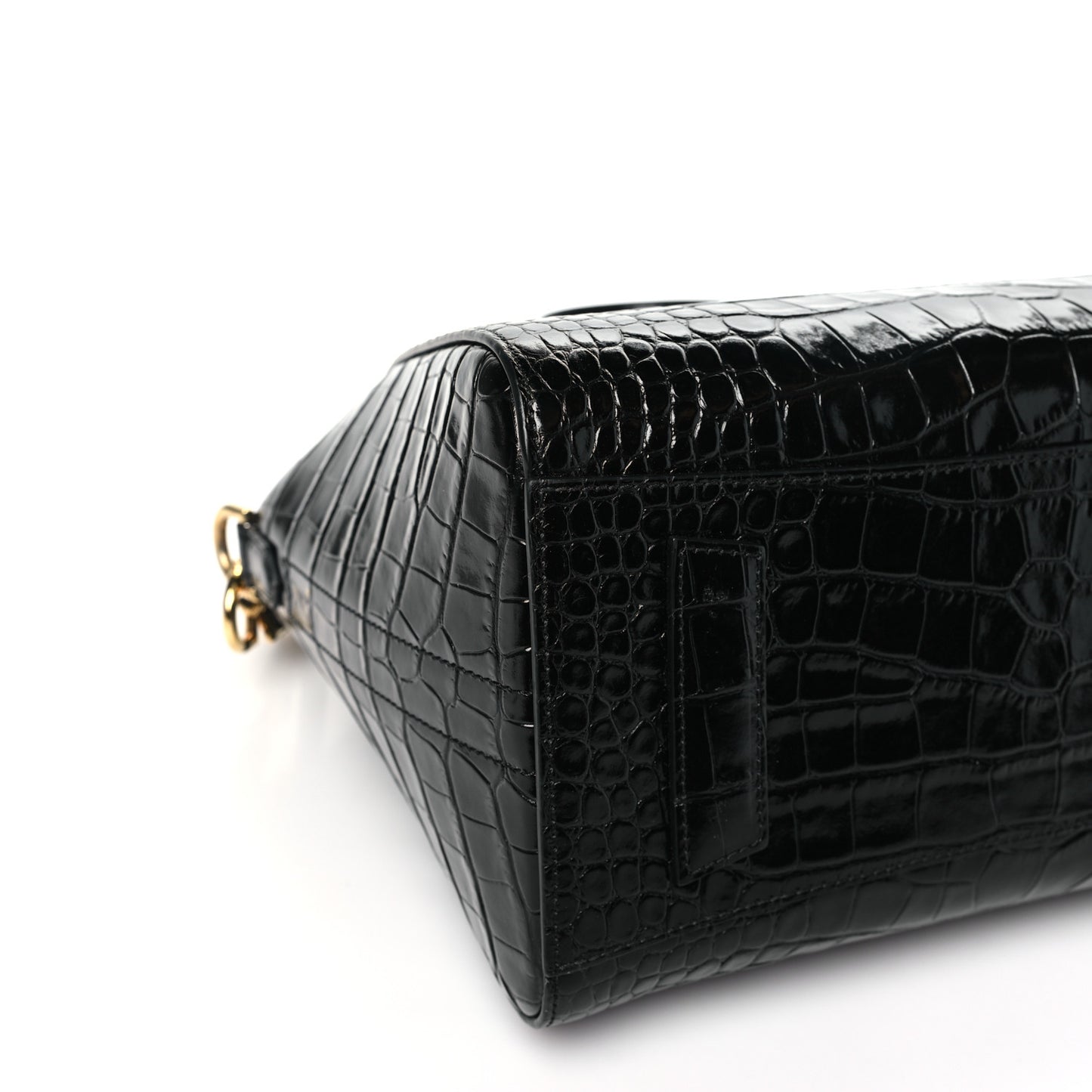 Calfskin Crocodile Embossed Small Antigona Black