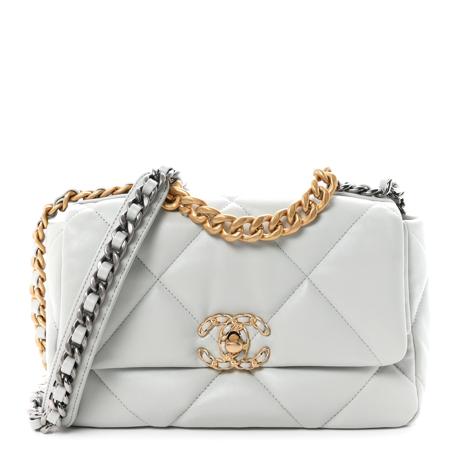 Chanel Lambskin Quilted Medium Chanel 19 Flap Light Blue 1 of 11