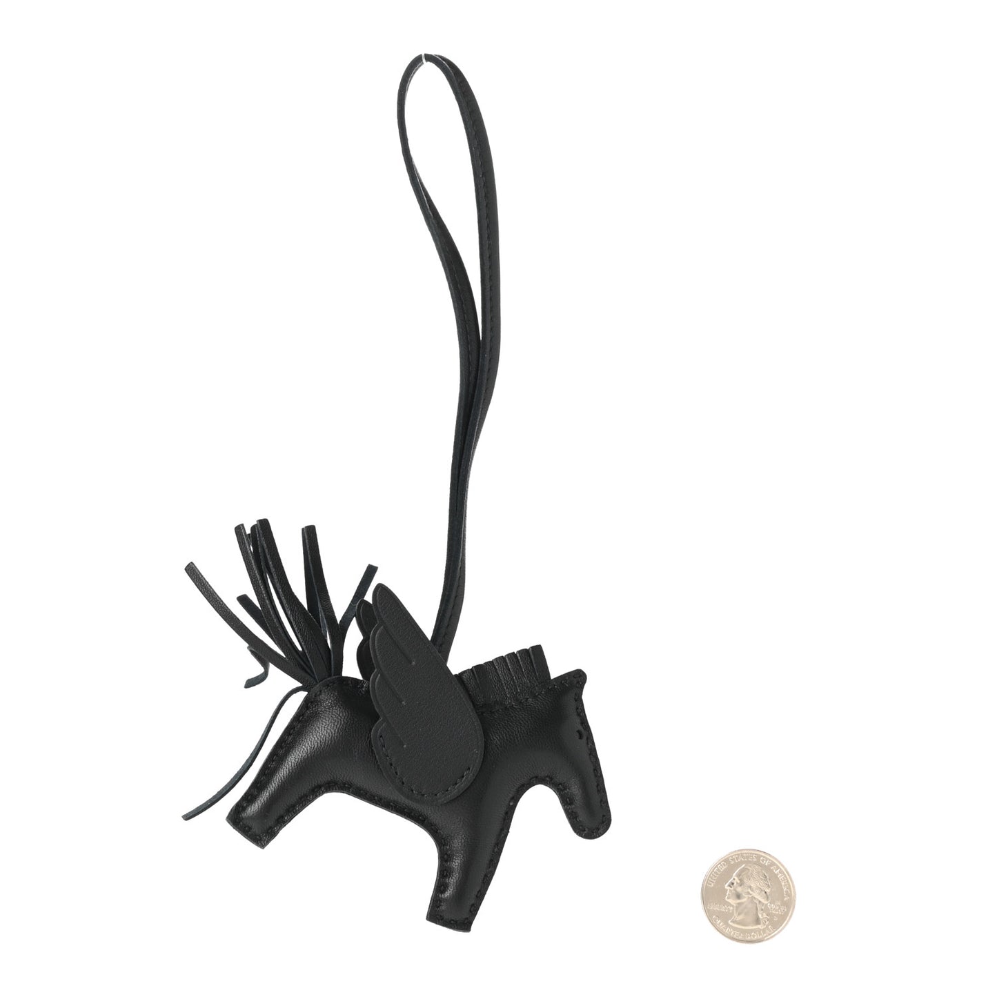 Milo Lambskin Grigri Rodeo Pegase Horse Bag Charm PM So Black