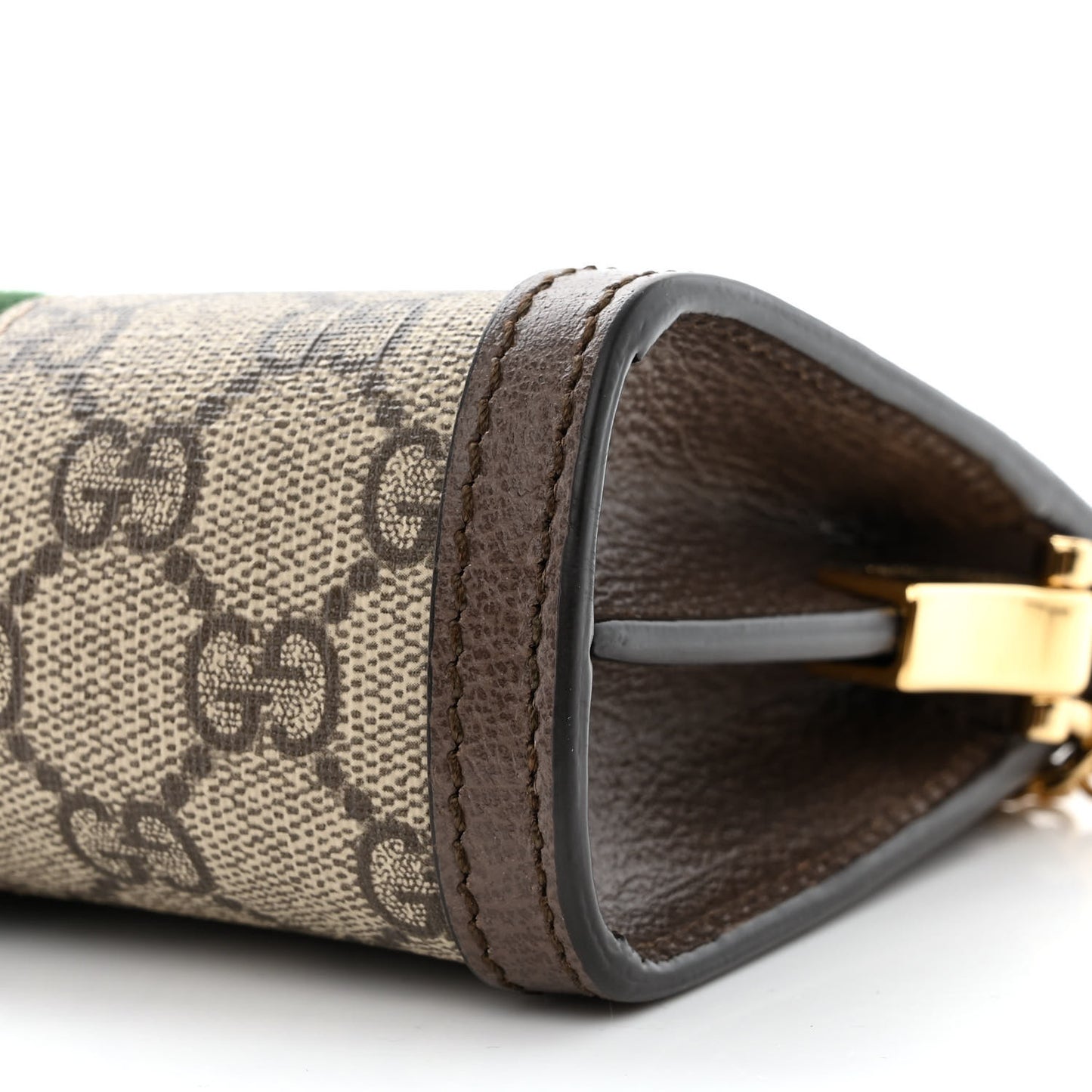 GG Supreme Monogram Textured Dollar Calfskin Web Mini Ophidia Chain Shoulder Bag Beige Ebony New Acero