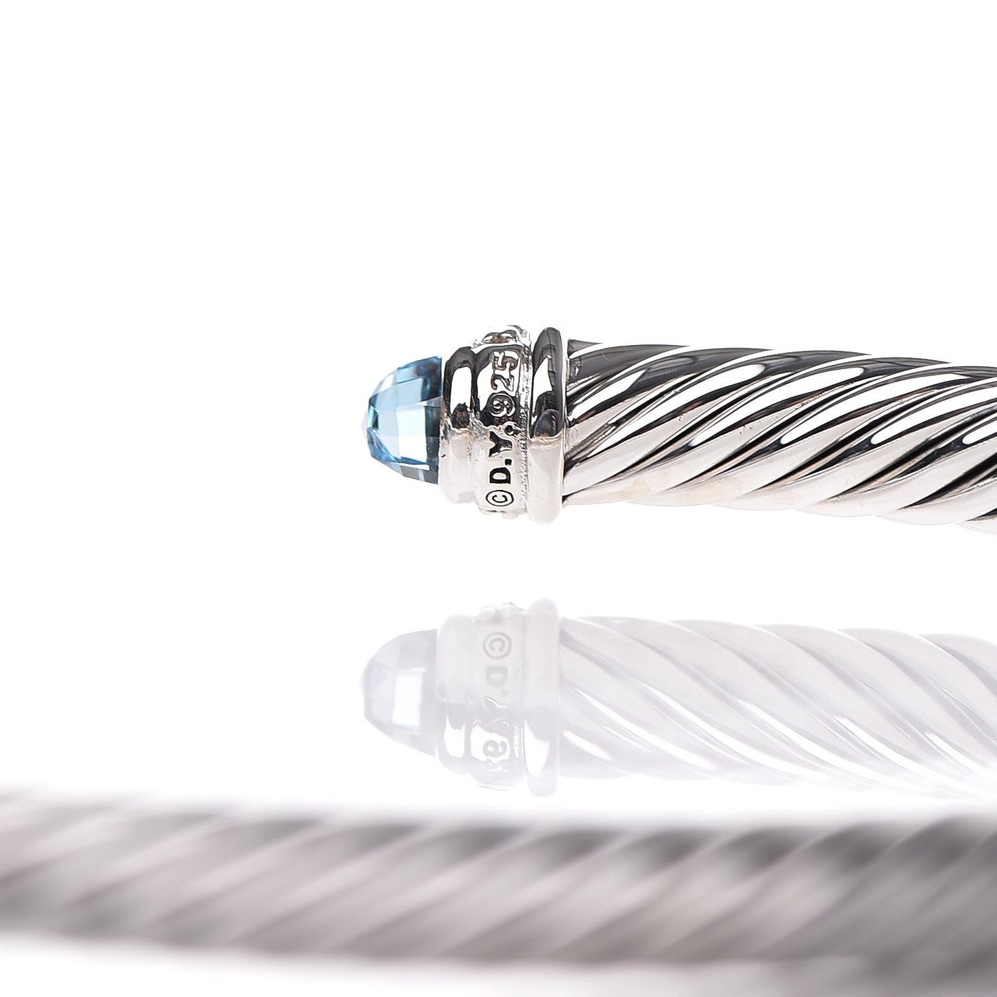 Sterling Silver Diamond Blue Topaz 5mm Cable Classics Bracelet