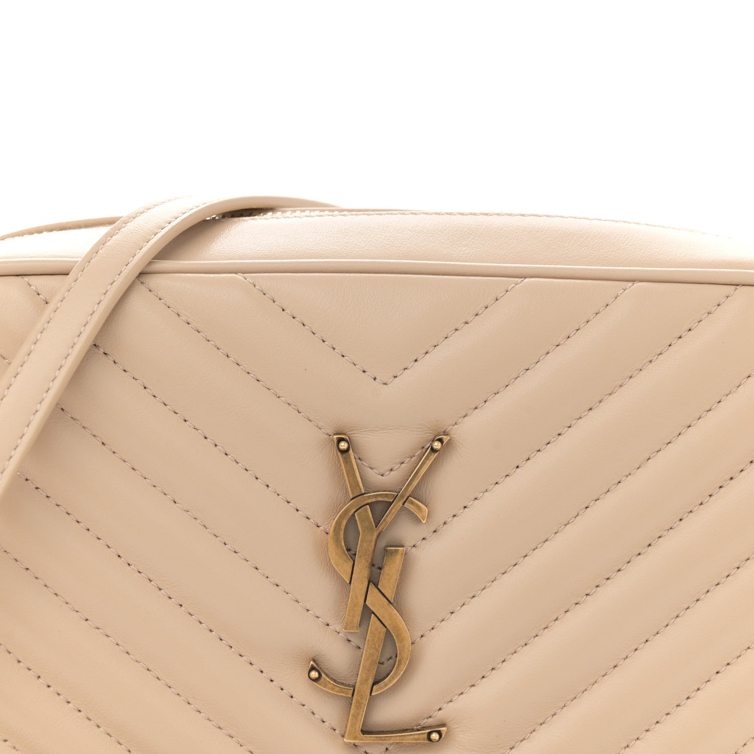 Saint Laurent Calfskin Matelasse Monogram Lou Camera Bag Dark Beige 8 of 12