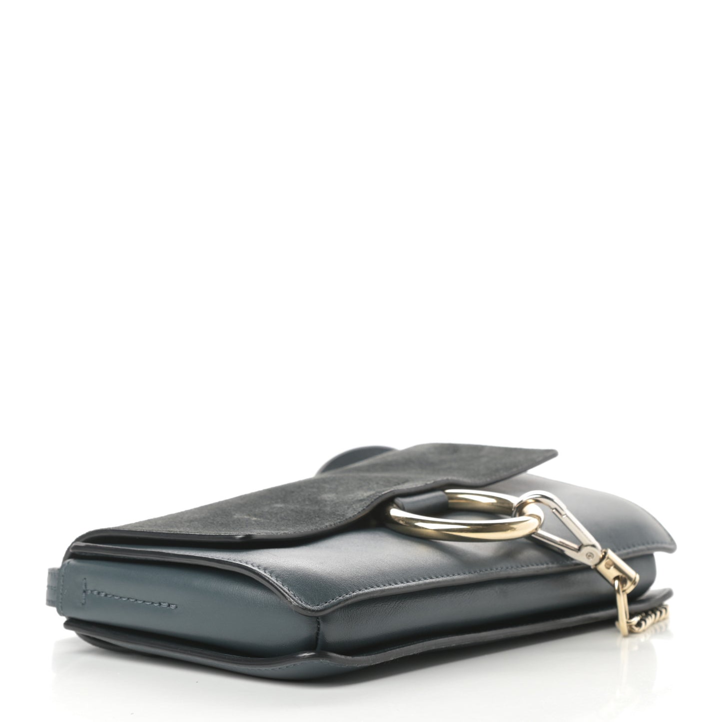 Suede Calfskin Small Faye Shoulder Bag Silver Blue