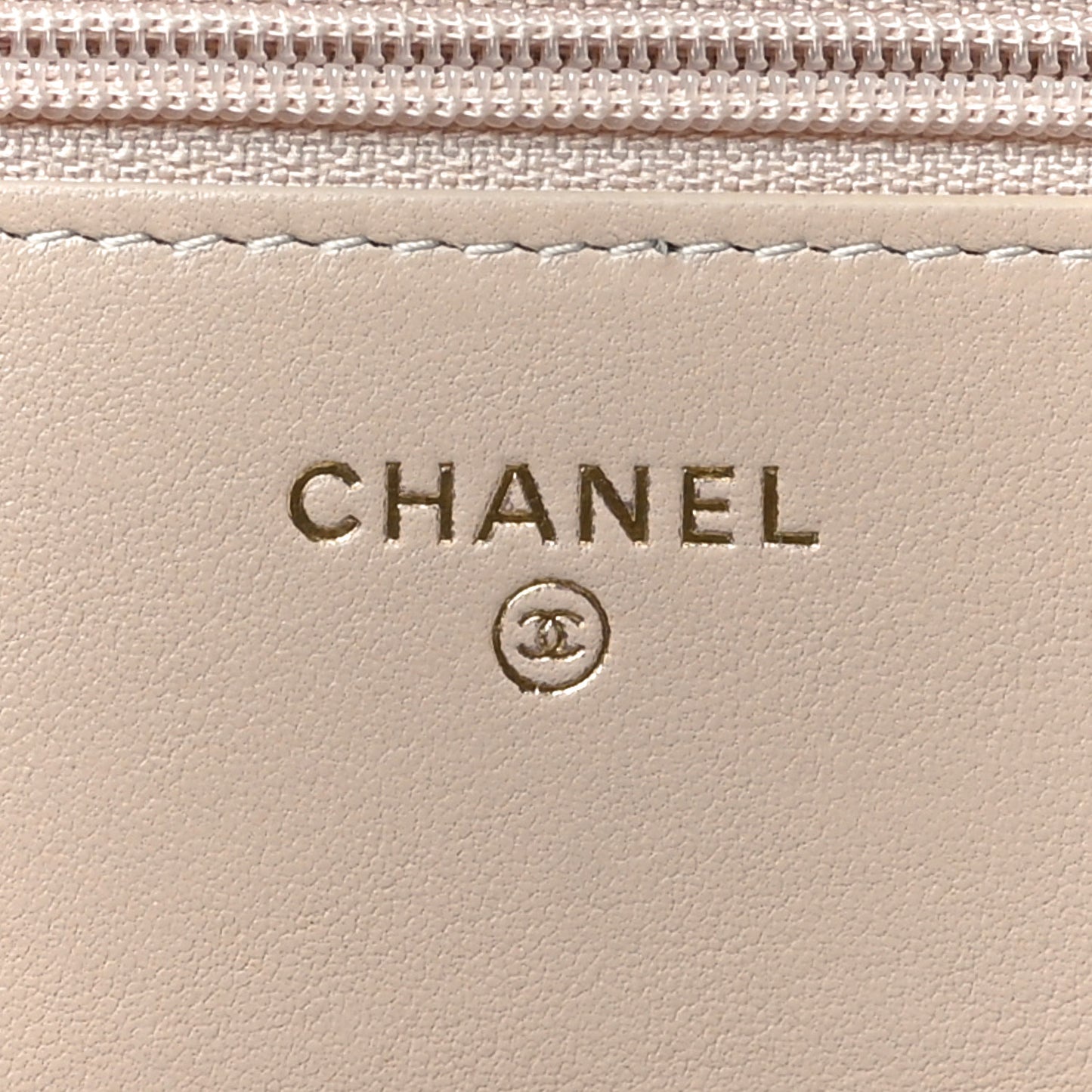 Lambskin Quilted Chanel 19 Wallet On Chain WOC Beige