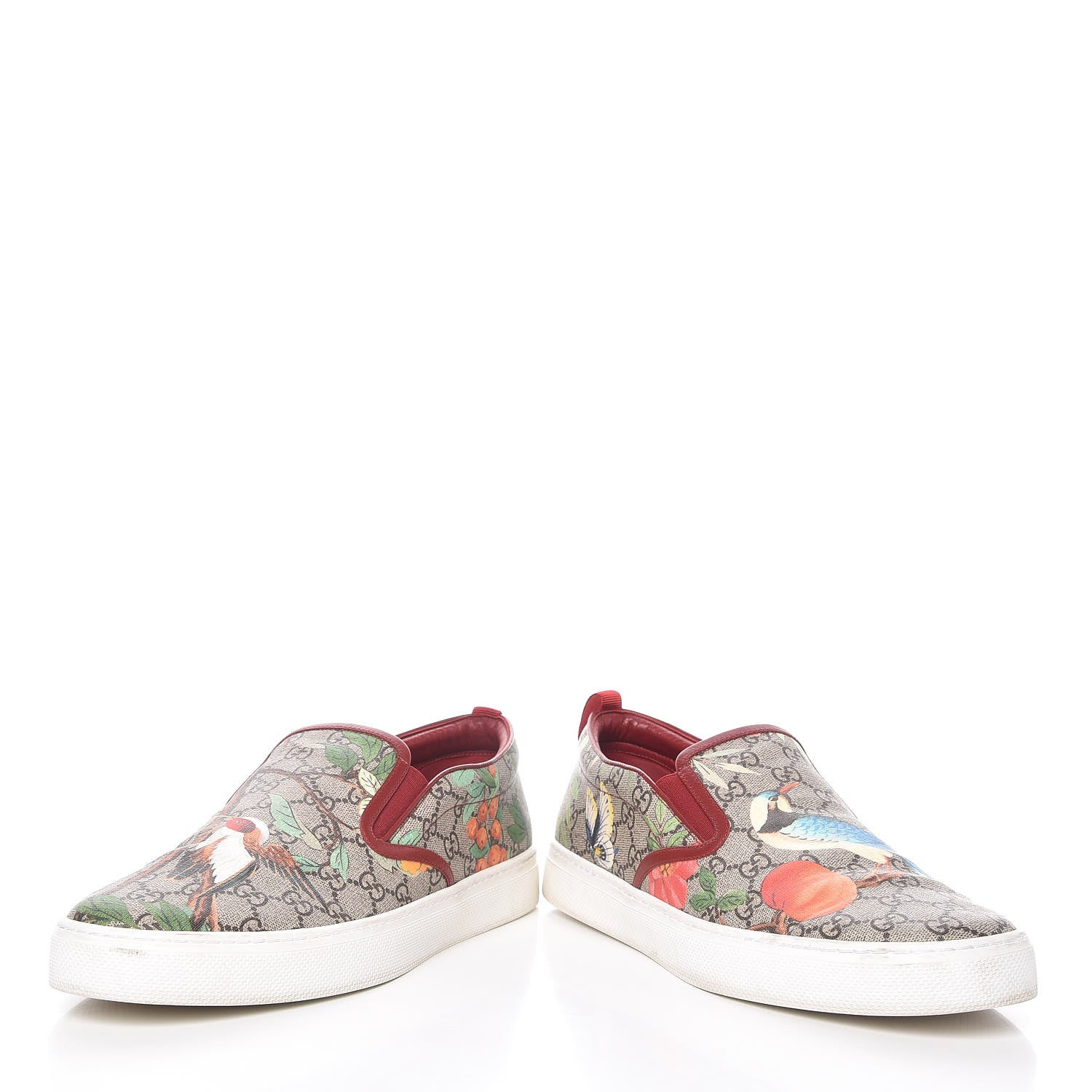 Gucci GG Supreme Monogram Tian Mens Dublin Slip On Sneakers 13 Beige Multicolor Red 6 of 18