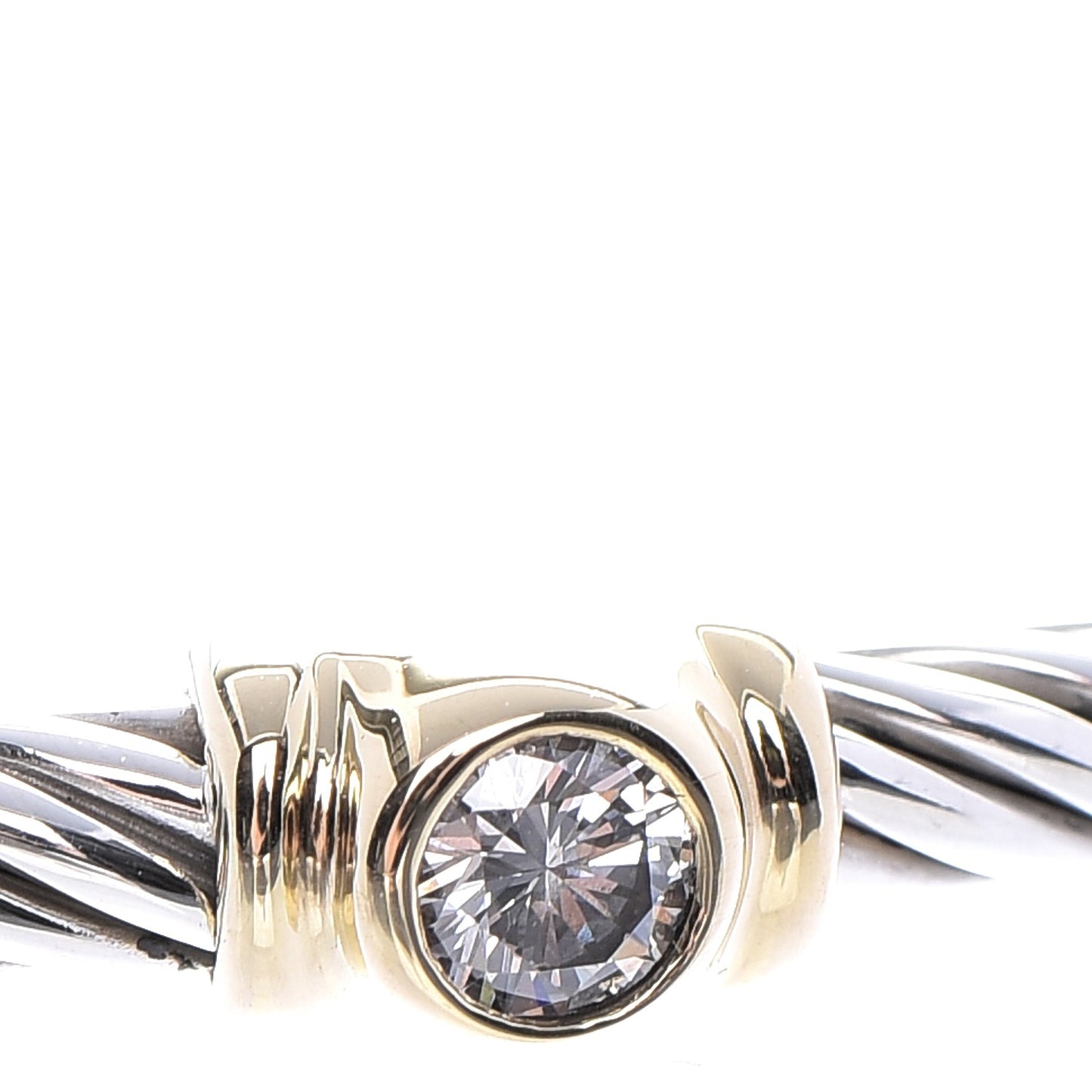 Sterling Silver 18K Yellow Gold Diamond 3mm Cable Classics Two Station Bracelet
