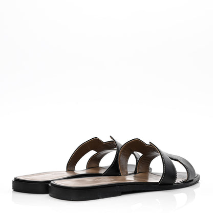 Hermes Box Calfskin Oran Sandals 41 Black 3 of 4