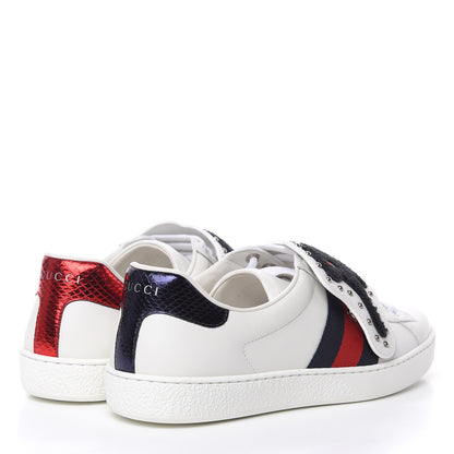 Gucci Calfskin Ayers Web Panther Embroidered Mens Ace Sneakers 7.5 White 4 of 10