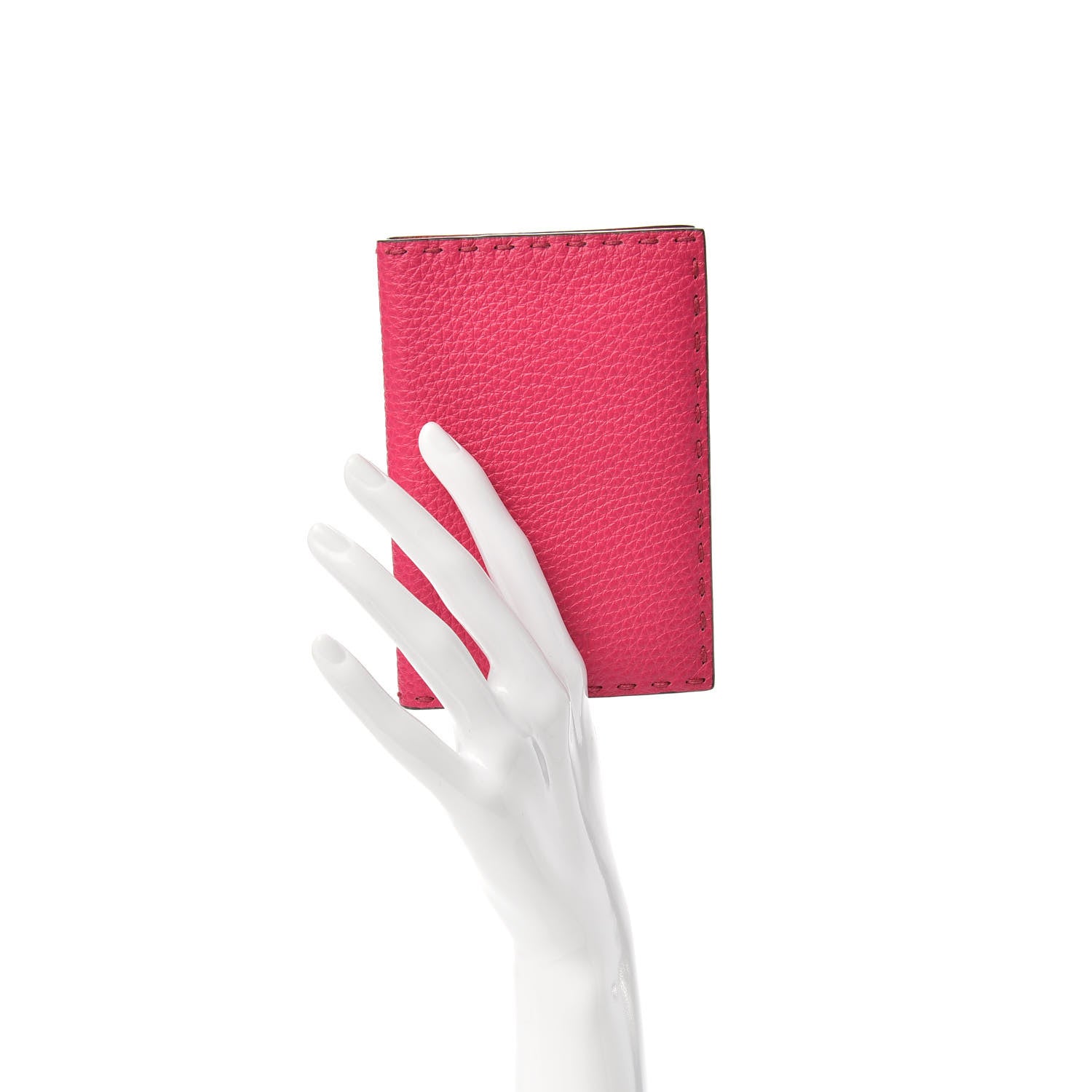 Fendi Cuoio Romano Selleria Bi-Color Passport Cover Fuxia Papavero 2 of 7