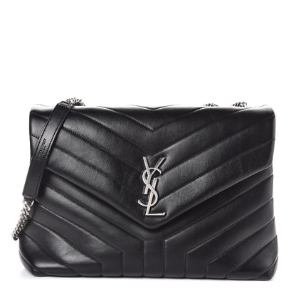 Saint Laurent Calfskin Y Quilted Monogram Medium Loulou Chain Satchel Black 1 of 12